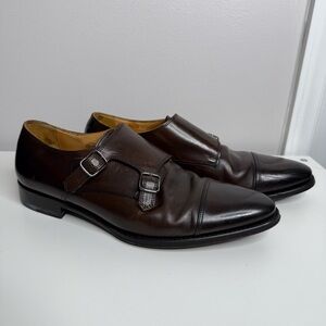 Suitsupply Brown Leather Double Monk Dress Shoes - US size 10
